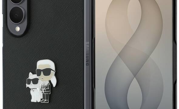 Karl Lagerfeld Saffiano Karl & Choupette Pin - Etui Samsung Galaxy Z Fold 8 (czarny) - zdjęcie 1