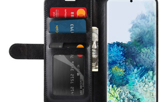 Crong Booklet Wallet - Etui Samsung Galaxy S20 z kieszeniami + funkcja podstawki (czarny) - zdjęcie 1
