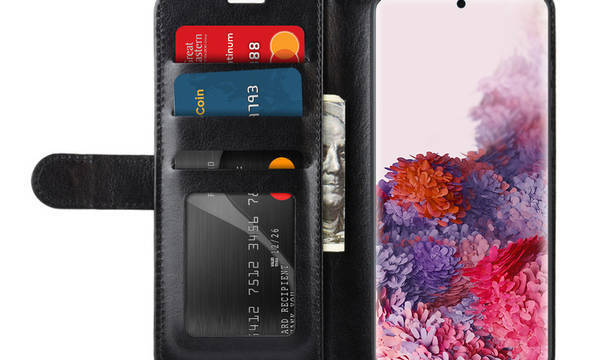 Crong Booklet Wallet - Etui Samsung Galaxy S20+ z kieszeniami + funkcja podstawki (czarny) - zdjęcie 7