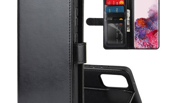 Crong Booklet Wallet - Etui Samsung Galaxy S20+ z kieszeniami + funkcja podstawki (czarny) - zdjęcie 9