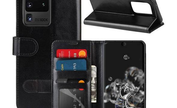 Crong Booklet Wallet - Etui Samsung Galaxy S20 Ultra z kieszeniami + funkcja podstawki (czarny) - zdjęcie 8